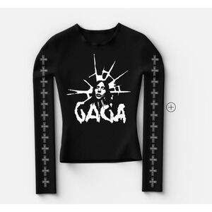 Lady Gaga Mayhem Graphic T-Shirt Cross Sleeve Official Merch XL X-LARGE Black